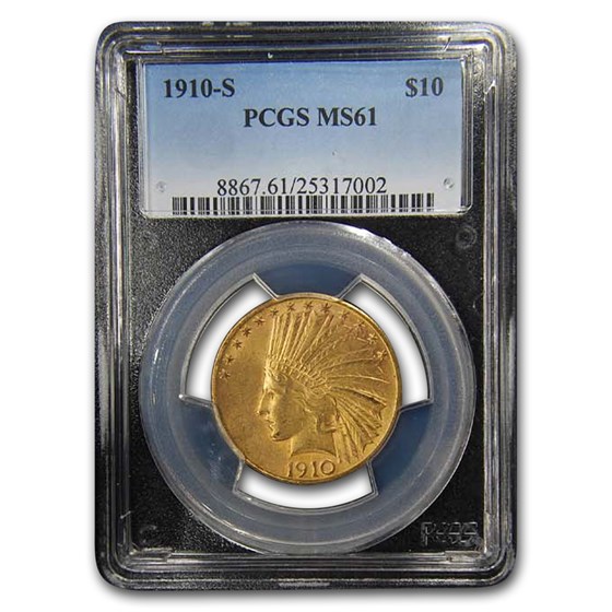 1910-S $10 Indian Gold Eagle MS-61 PCGS 1910-S $10 Indian Gold Eagle MS-61 PCGS
